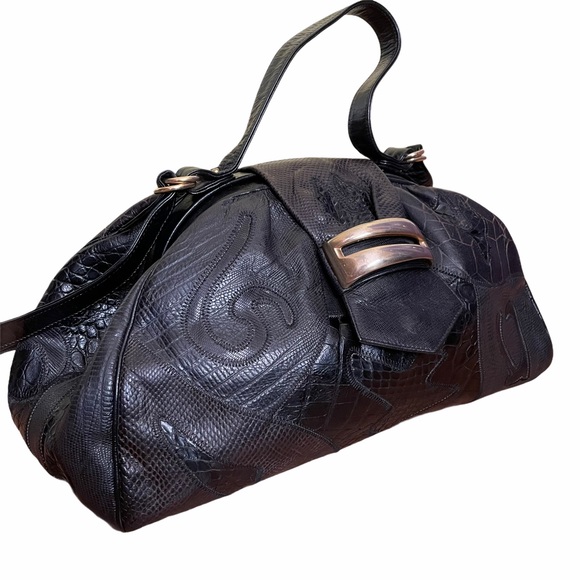 Vtg Sharif Reptile Leather Convertible Doctor Bag